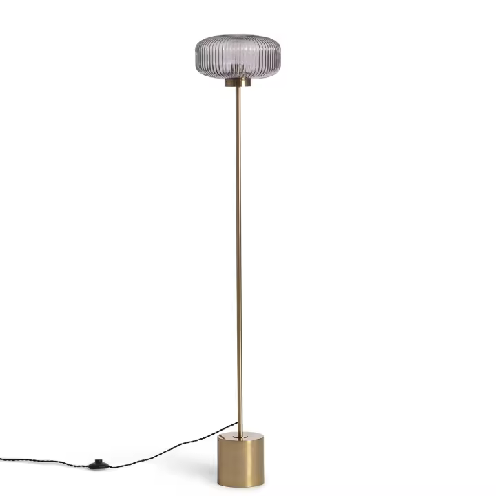 Ledkia Lámpara de Pie Metal y Cristal Windsor Dorado - 1
