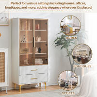 Elegant Vitrina de Vidrio with Dos Puertas-70 * 35 * 150cm-Puerta de Vidrio, Pitas Doradas, Estante Móvil, Vitrina with Luz LED, Gabinete, Vitrina de Vidrio, Gabinete Alto, Vitrina Vertical - details 2