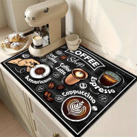 1pc Alfombra De Café Creativa Con Patrón Para Encimera De Cocina Absorción Rápida De Agua Para Utensilios Drenaje Para Escritorio Material De Arcilla De Diatomita - details 0