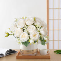 Flores Artificiales De Seda Blanca Peonía Para Decoración De Hogar Vaso Navidad Boda Fiesta Accesorios De Aro De Navidad - details 16