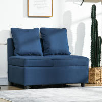 HOMCOM Sofá Cama 3 en 1 Sofá Cama de 1 Plaza con Respaldo Ajustable Sillón Cama Individual con Almohadas para Dormitorio Sala de Estar Apartamento Azul - details 1
