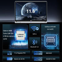 Portátil VANWIN Y116 Intel Celeron N4200, 8 GB de RAM, 256 GB de SSD, Pantalla de 11,6 ", Windows 11 Pro, Rotación de 360 Grados, Pantalla táctil,DDR4,Plata, - details 1