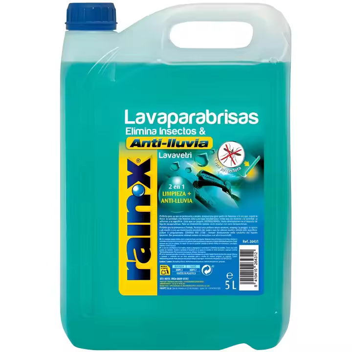 Rain-X Lavaparabrisas Anti 5L - Lluvia con Protección- Eliminador de Insectos y Anti Lluvia - 1