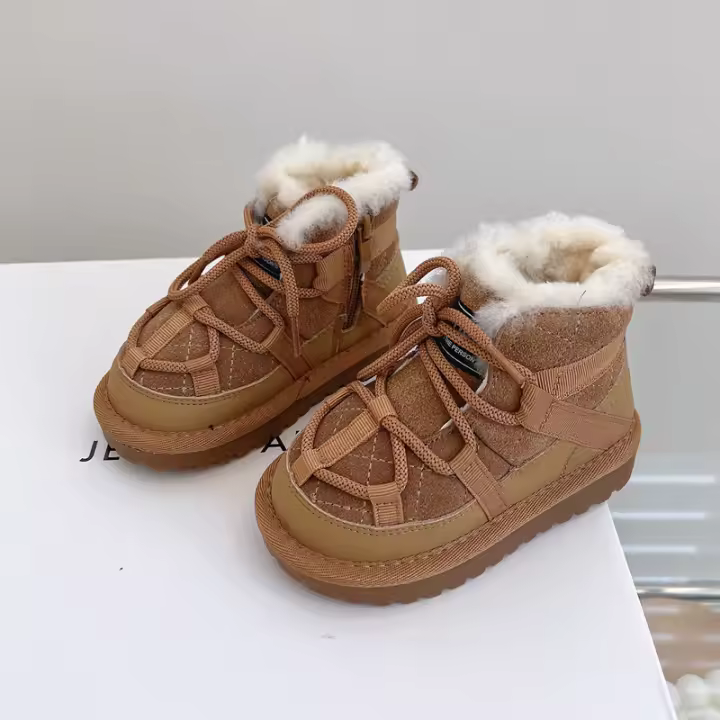 Botas De Nieve Para Niños 2024 Nuevas De Invierno Cuero Genuino Con Piel Suave Calientes Antideslizantes Moda Zapatos Para Bebés Niños Y Niñas 1-6 Años - 1