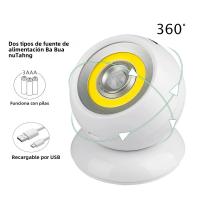 Lámpara De Pared Magnética Con Sensor De Movimiento PIR Luz De Noche LED COB 360° Rotativa USB/Batería Para Dormitorio Baño Cocina - details 0
