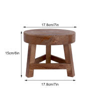Banco Bajo De Madera Redondo Pequeño Soporte De Flor Taburete De Té Para Jardín Adorno De Piso Estilo Paisajista Sólido Sin Plegar - details 6