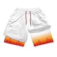 Shorts De Entrenamiento Para Hombre Estilo 2 En 1 Con Interior Y Bolsillos Pantalones Cortos Deportivos De Secado Rápido Para Verano Con Estampado Casual - details 8