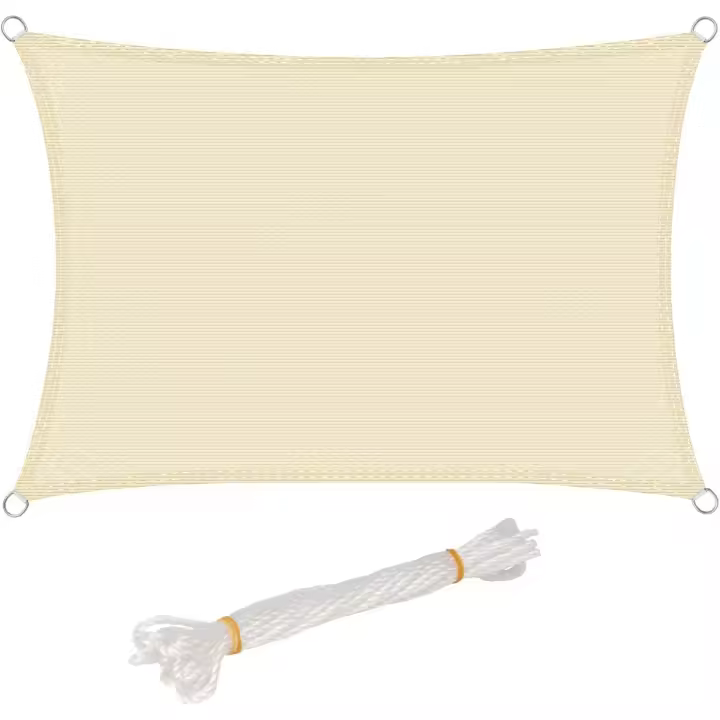 SOMY Vela de Sombra Rectangular Impermeable Anti 93% UV Resistente al Agua Protección contra el Viento Poliéster con protección UV para jardín Terraza Camping, Beige, 3x5M Shade Sail - 1