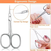 Tijeras De Cutícula Rusas Profesionales De Acero Inoxidable Para Corte Y Eliminación De Piel Muerta Con Punta Curva Unidad De 1-8 Piezas - details 7