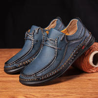 Zapatos De Cuero Hechos a Mano Para Hombre Casual Zapatillas Diseño Cómodo Zapato De Negocios Mocasines Con Cordones Material De Suela De Goma - details 9