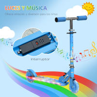 HOMCOM Patinete para Niños Plegable Patinete Infantil con Luces Música 4 Altura Ajustable Ruedas Brillantes Pedal LED para 3-7 Años Carga 50 kg 67x32x65-78 cm - details 3