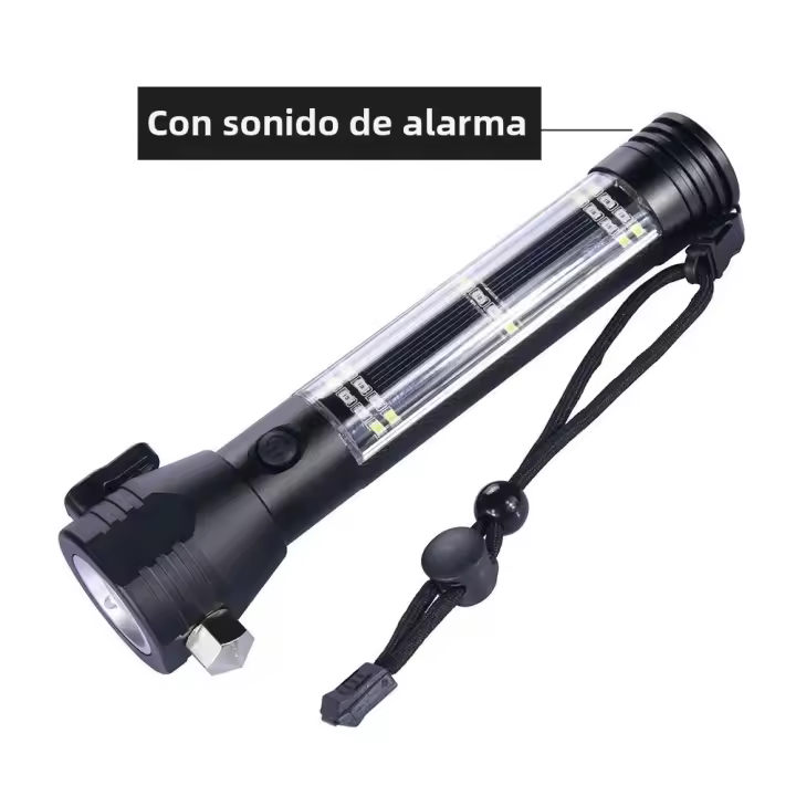 Linterna Táctica Multifuncional USB Recargable Solar Para Supervivencia Al Aire Libre Con 10 Funciones Rompe Vidrio De Emergencia Torcha Para Camping Y Coche - 1