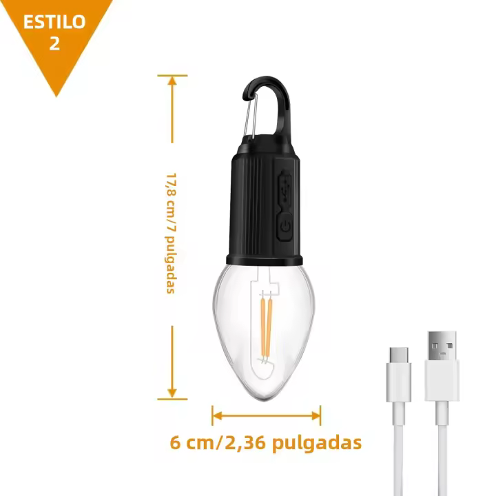 Luz De Camping LED Recargable USB Con 3 Modos De Iluminación Velocidad Ajustable Bombillas Vintage Con Gancho Para Acampar Y Senderismo En Tienda De Campaña - 1
