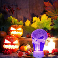 Lámpara De Ilusión 3D Punisher Con 16 Colores Cambiables Luz Nocturna USB Recargable Toque Con Control Remoto Regalo Para Navidad Halloween Cumpleaños - details 4