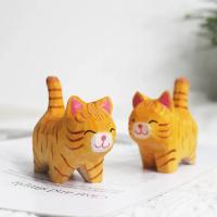 Adornos De Gato De Madera Hechos a Mano Ornamento De Animal Creativo Para Escritorio Decoración De Artesanía Tamaño Pequeño - details 1