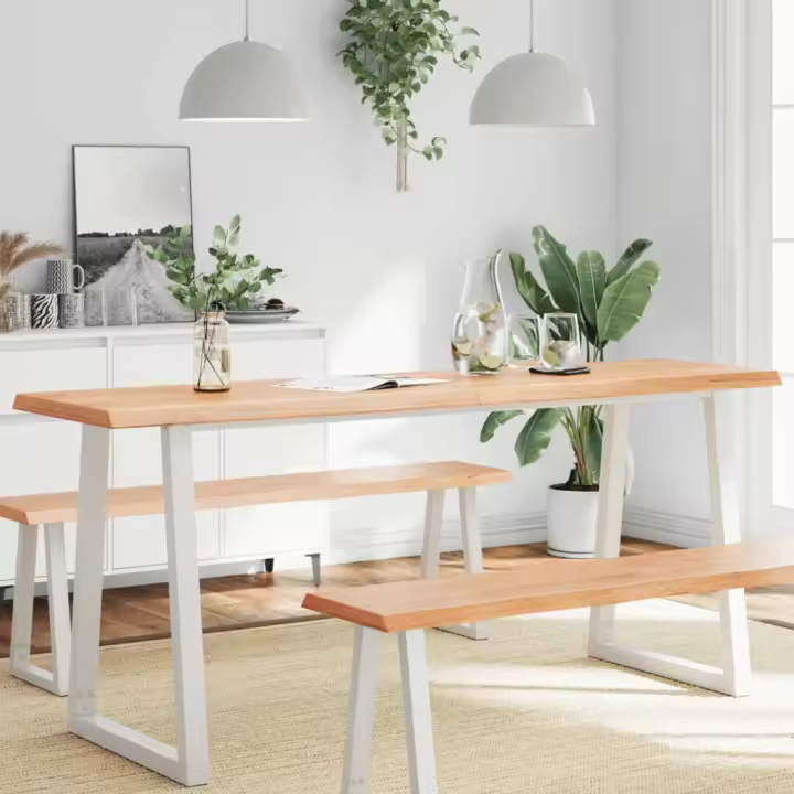 vidaXL Tablero mesa madera tratada borde natural marrón 180x50x(2-4)cm - 1