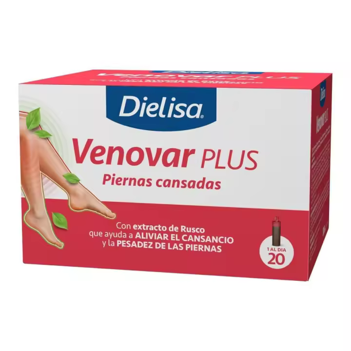 Dielisa | Venovar Plus - Complemento Alimenticio con Extractos Naturales como Arándano, Hamamelis y Rusco | 20 Viales Bebibles - 1