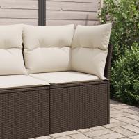 vidaXL Sillón de esquina de jardín con cojines ratán sintético beige en color beige y gris/Marrón/Gris y más | acolchados duraderos para sofás de jardín terraza exterior - details 1