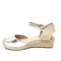 Sandalia Cuña de Mujer, Alpargatas Dorados, platas, Casual, Modernas suela Esparto, Tacón Bajo, Primavera Verano 2024 - details 4