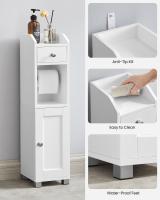 Armario de baño blanco multifuncional con portapapel higiénico, incluye estante ajustable y patas a prueba de agua, ideal para espacios pequeños - details 2
