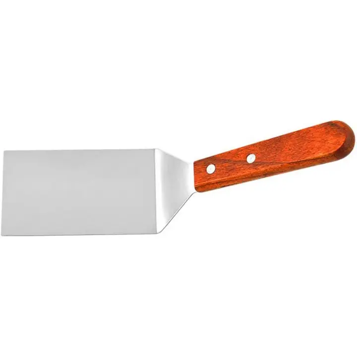 Espátula de Maple inoxidable, espátula de metal, espátula giratoria para sretén de Hierro fundido, espátula para Parrilla de barbacoa con Mango de Madera, Pala elástico con orificio de apertura - 1