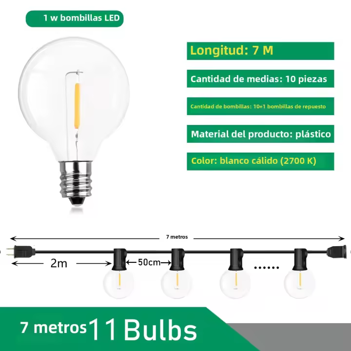 Luces De Fairy Globe LED Festoon G40 Para Exterior Dimmable Decoración De Jardín Para Fiesta De Navidad Patio Callejón Trasero - 1