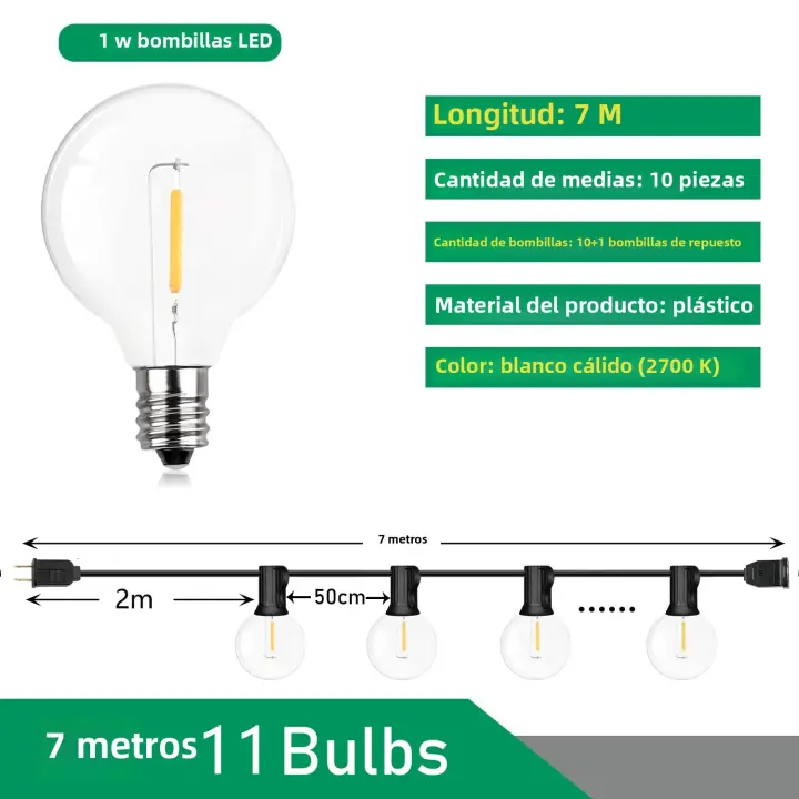 Luces De Fairy Globe LED Festoon G40 Para Exterior Dimmable Decoración De Jardín Para Fiesta De Navidad Patio Callejón Trasero - 1