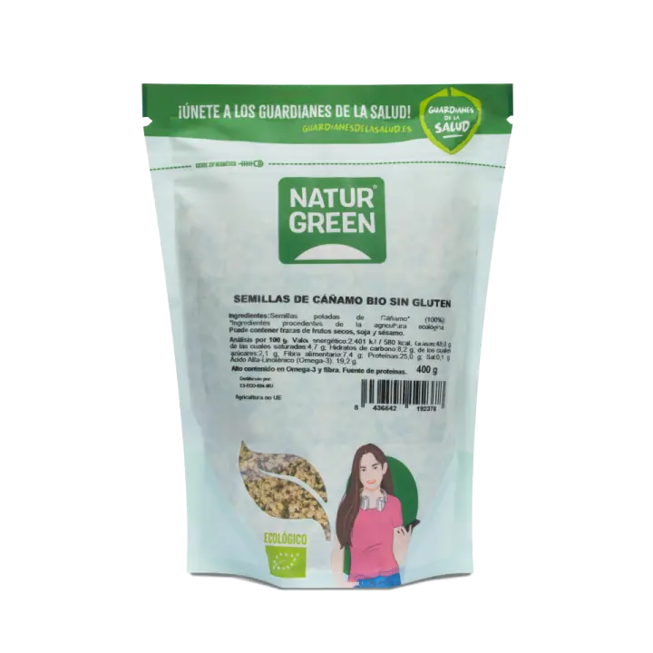 Semilla de Cáñamo Bio  400g  Alta en Proteínas  Omega-3  Minerales Esenciales  NATURGREEN - 1
