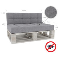 Cojines para paletas Cojines Acolchados con Botones, Cojines para paletas Cojín de Asiento Cojín de Respaldo PFG Acolchado (Set (Cojín del Asiento 120x80 +Respaldo 120x40), Gris) - details 2