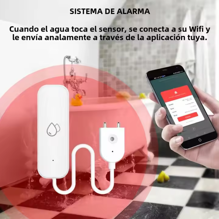 Sensor De Nivel De Agua WiFi Tuya Detector De Fugas Alarma De Sobrecarga Sistema De Seguridad Para El Hogar Inteligente Aviso De Desbordamiento - 1