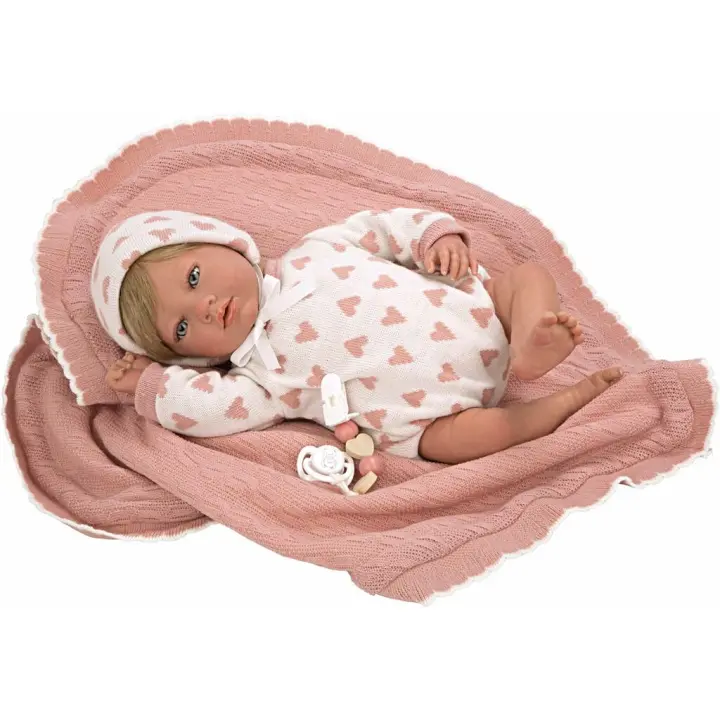 Muñeca Bebé Reborn Cristina Rosa 40 cm. con Manta Arias 98141 - 1