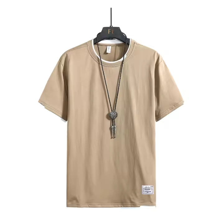 Camiseta De Algodón Puro Para Hombre Estampado Casual De Verano Sin Capucha Manga Corta Trendy Inner Wear Marca - 1