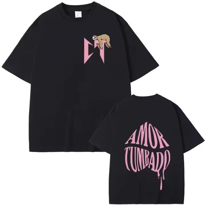 Camiseta Hip Hop Oversize Para Hombre Y Mujer Con Estampado De Sloth En Rosa Pink De Natanael Cano Amor Tumbado Moda Casual Streetwear - 1