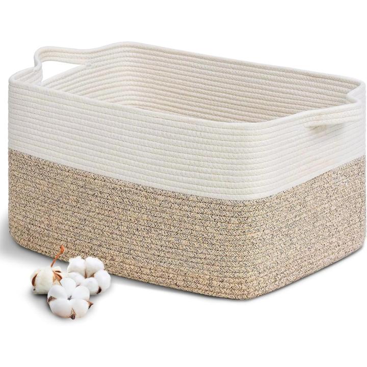 Cesto Ropa Sucia Trenzado de Algodón, 63L Cesto Colada con Asa, D55 x H30 CM Plegable Cestas de Lavandería, Cesta de Almacenamiento Grande, para Lavadero Habitación Infantil Salon Bañ