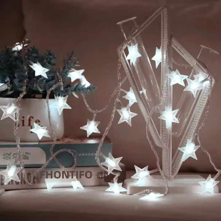 Luces De Estrella LED Para Navidad Y Bodas Decoración De Puerta Curtain Fairy Lamps Tamaño 1.5m/3m/6m/10m Piloto Incluido - 1
