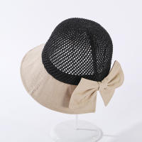 Sombrero De Verano Para Mujer COKK Tejido Al Hilo Transpirable Plegable Protección Solar Con Lazo Sombrilla Estilo Coreano Para Playa Viajes - details 8