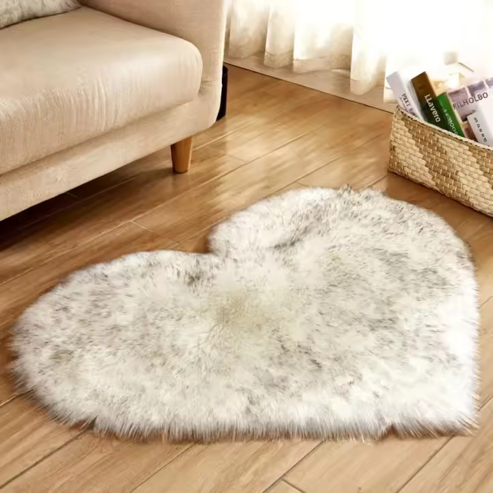 Carpetas De Piel Sintética En Forma De Corazón 30X40cm Alfombra Shaggy Lavable Para Decoración De Sala De Estar Y Dormitorio - 1