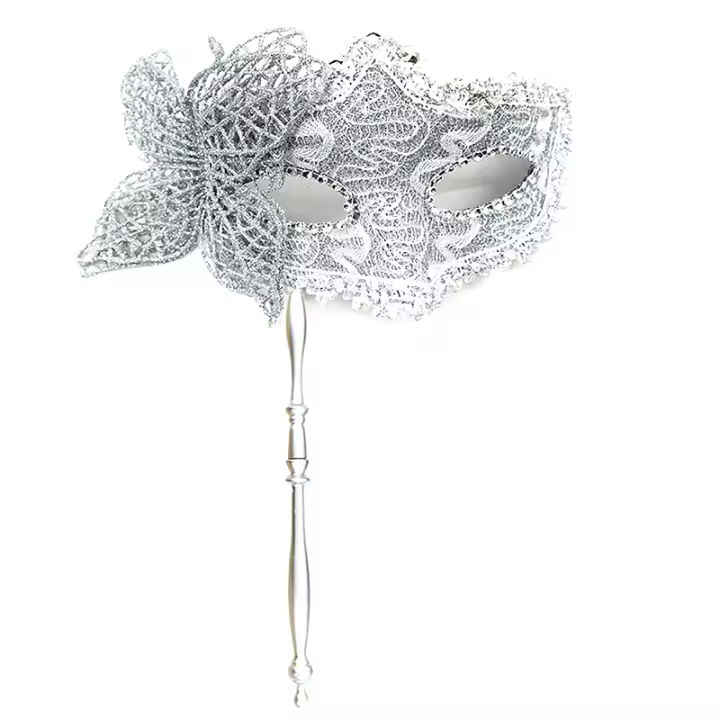 Máscara De Halloween Para Mujer Con Palillo Para Sostener Disfraz De Carnevale Mitad De La Cara Para Fiestas Nocturnas Y Cosplay - 1