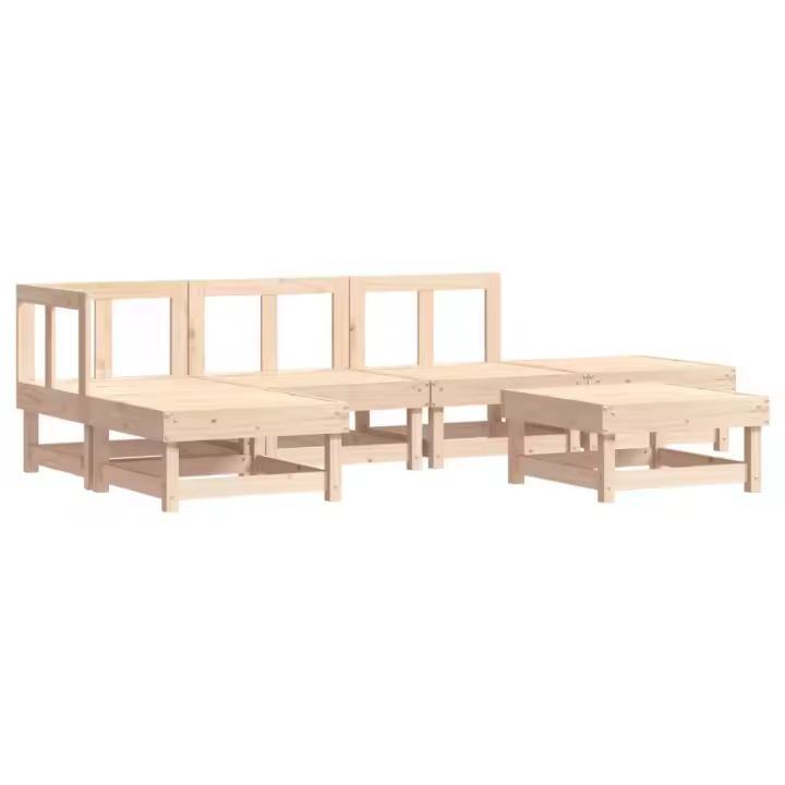 vidaXL Juego de muebles de jardín 6 piezas madera maciza de pino - 1