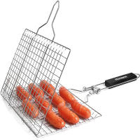 Cesta De Asado Plegable Portátil En Acero Inoxidable Con Mango Para Pescado Verduras Camarones Accesorios De Cocina Al BBQ - details 2