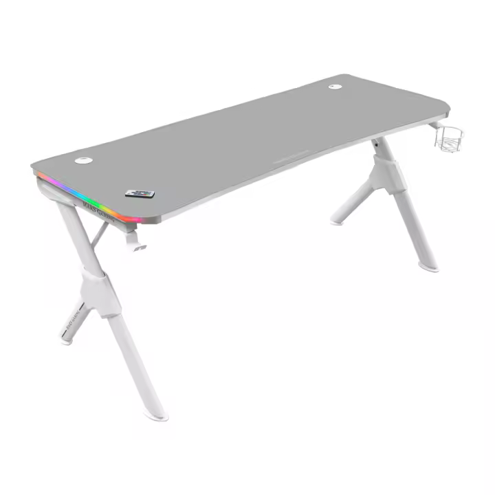 Mars Gaming MGD140RGB, Mesa Gaming Ergonómica RGB, Soporte Cascos y Bebida, 140x60cm, Mesa RGB Negro o Blanco - 1