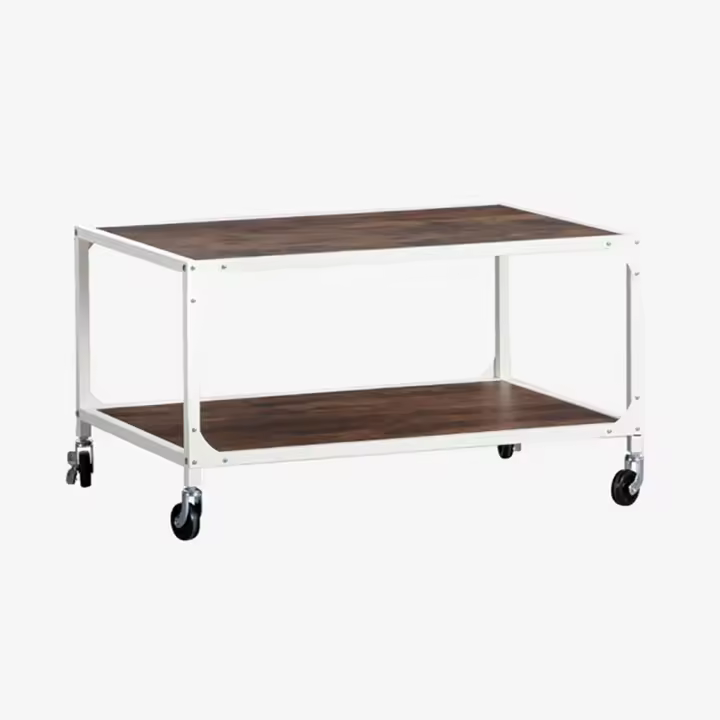 ORION91 MESA DE CENTRO EN ACERO Y MDF CON RUEDAS 80x55x45cm Color Blanco - SpazioLuzio - 1