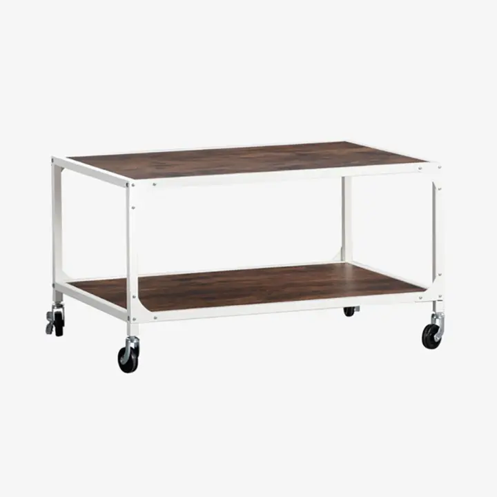 ORION91 MESA DE CENTRO EN ACERO Y MDF CON RUEDAS 80x55x45cm Color Blanco - SpazioLuzio - 1