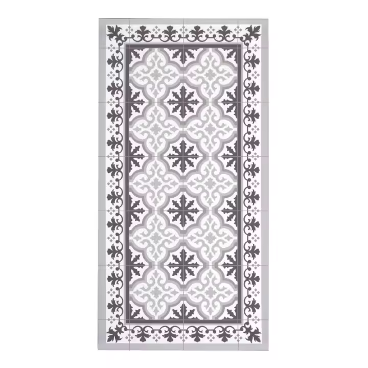 STORESDECO Alfombra Vinílica Estampada con Acabados Premium,  100% PVC Reciclable, Alfombra Cocina con Mosaico Efecto Baldosa, Alfombras de Habitación, Alfombra Fina Antideslizante, Lavable y Anti bacterias - 1