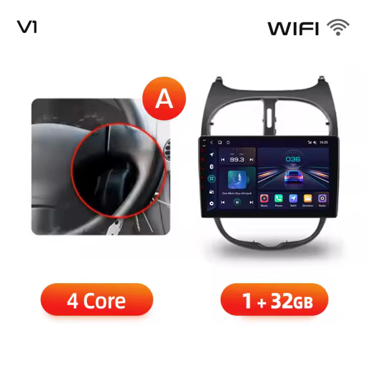 Junsun AI Voice Car Radio Stereo For Peugeot 206 CC SW 2001 2002 2003 2004 2005 2006 2007 2008 Car Auto Radio Built-In Wireless Carplay For Apple & Android Auto Automotive Multimedia Touch Screen 360 camera Car Intelligent Systems With GPS Navigation - 1