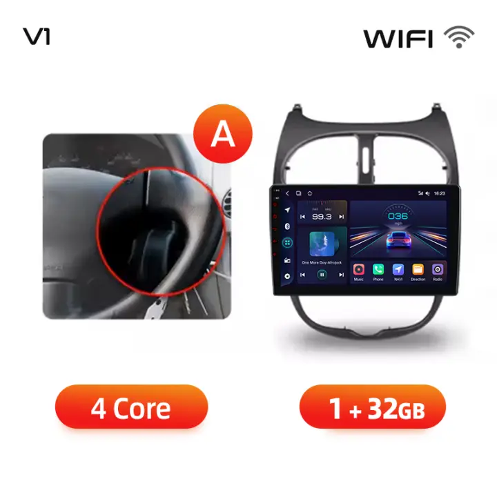 Junsun AI Voice Car Radio Stereo For Peugeot 206 CC SW 2001 2002 2003 2004 2005 2006 2007 2008 Car Auto Radio Built-In Wireless Carplay For Apple & Android Auto Automotive Multimedia Touch Screen 360 camera Car Intelligent Systems With GPS Navigation - 1