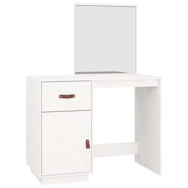 Mesa tocador de madera maciza de pino blanca 95x50x134 cm - 1
