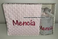 Interbaby Pack  Para Bebé Manta + Peluche Elefante Dou Dou Con Nombre Bordado Para Invierno Rosa Claro Regalo Bebe Recien Nacido Peluche Manta Para Cama Cuna CarroInvierno Infantil - details 1