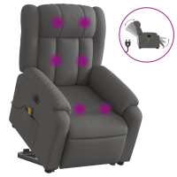 vidaXL Sillón de masaje eléctrico reclinable elevable tela Gris claro, Gris oscuro, Negro Sillon Dormitorio Sillon Comodos Silla Relax Sillón Sofá - details 1