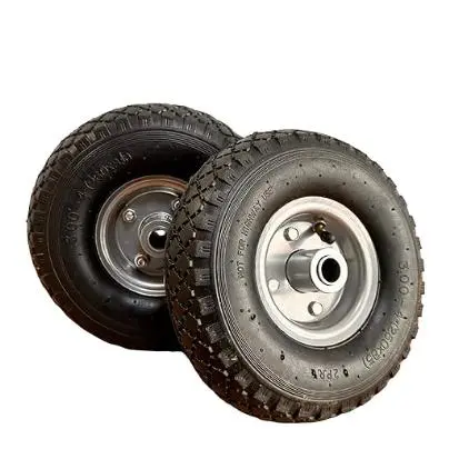 BTF Juego de 2 neumáticos 3.00-4 para Carretilla, Eje Ø20mm x 75mm de largo, Rueda de Repuesto neumática - 1